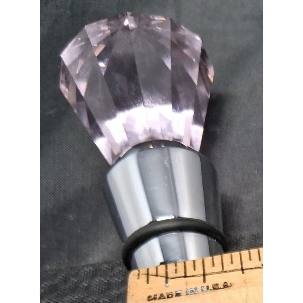 Pink Faux Crystal Diamond Top Wine Bottle Stopper Chrome Barware Gift Boxed